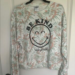 Green and Orange Crew Neck Sweater with Spiral Design